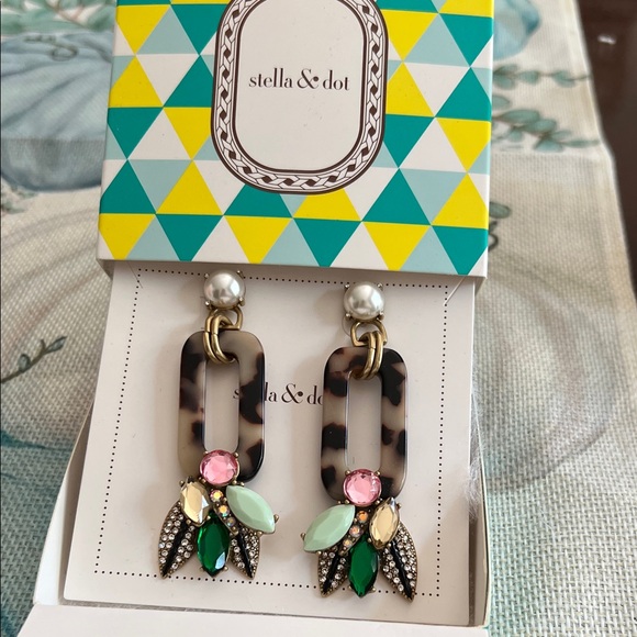 Stella & Dot Tortoiseshell Gemstone Earrings - Picture 1 of 2